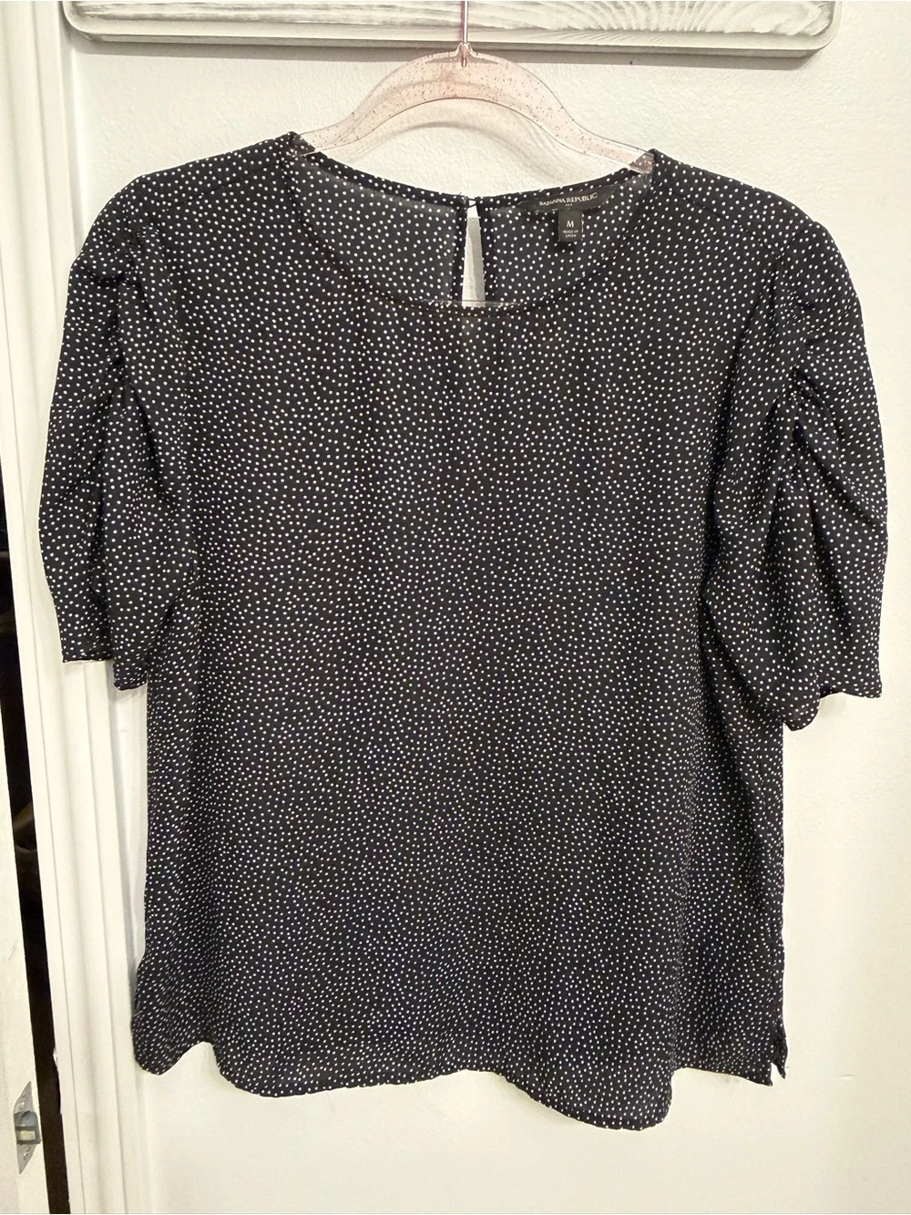 Banana Republic Black and White Polka Dot Puff Sleeve Blouse